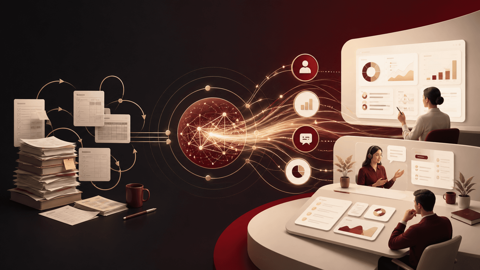 Repetitive manual work becoming a streamlined, AI-assisted business workflow